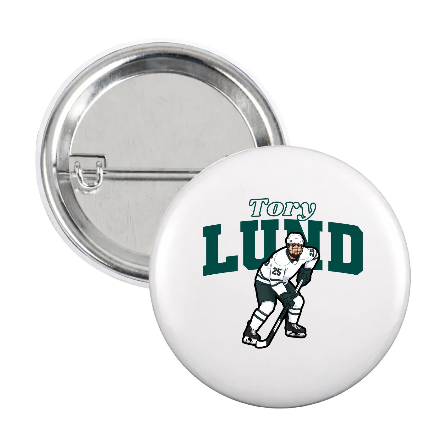 Game Day Button — Name Arch in White