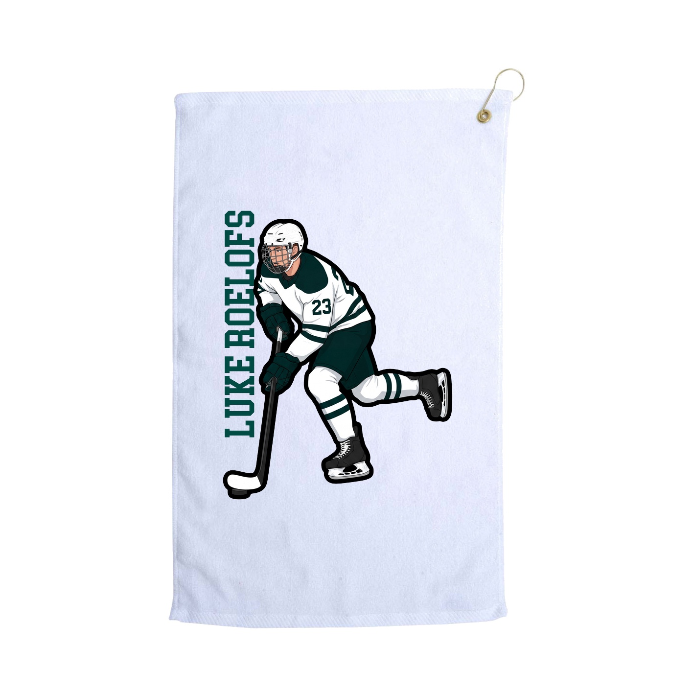 Golf Towel — Name Vertical in White