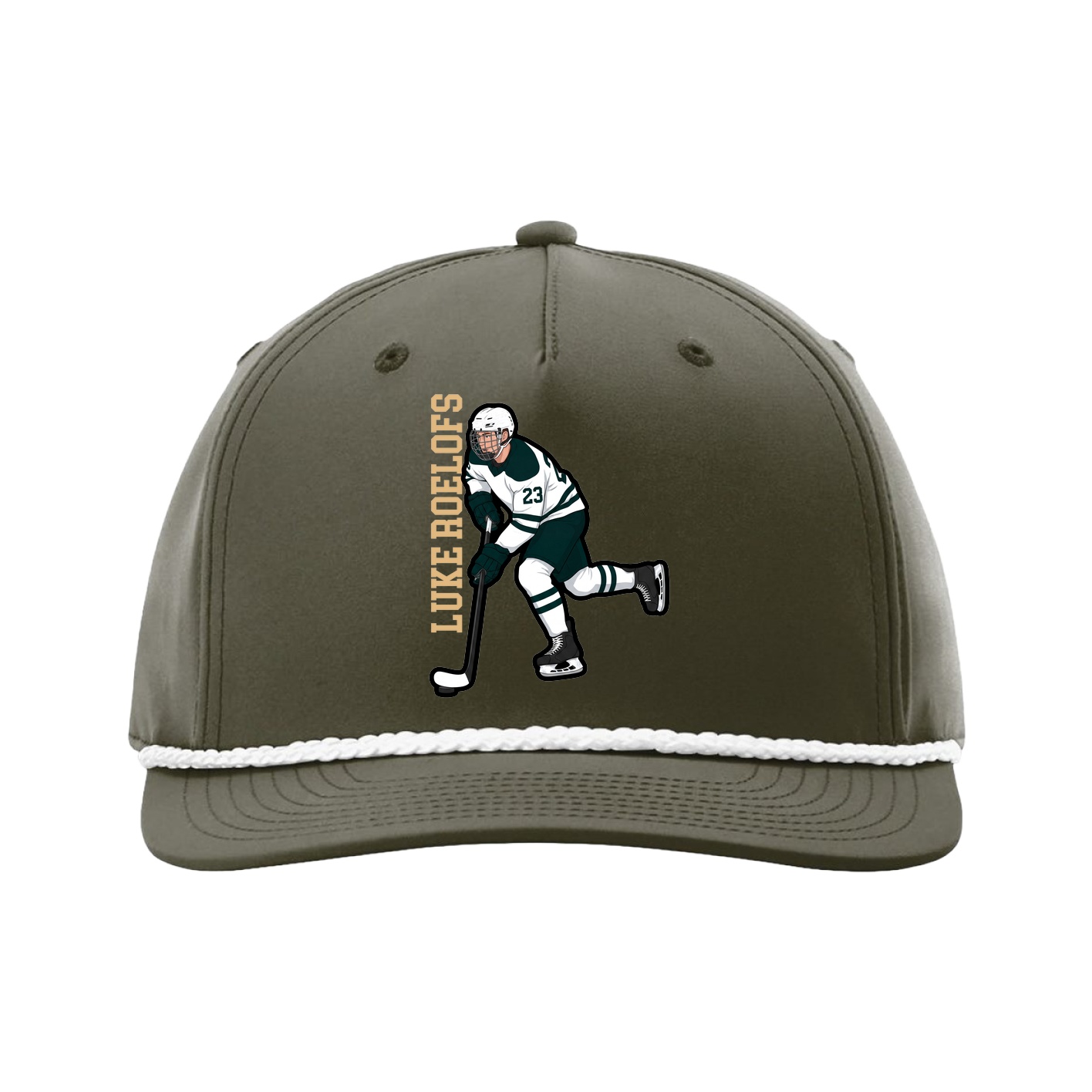 Five-Panel Classic Rope Cap — Name Vertical in Green