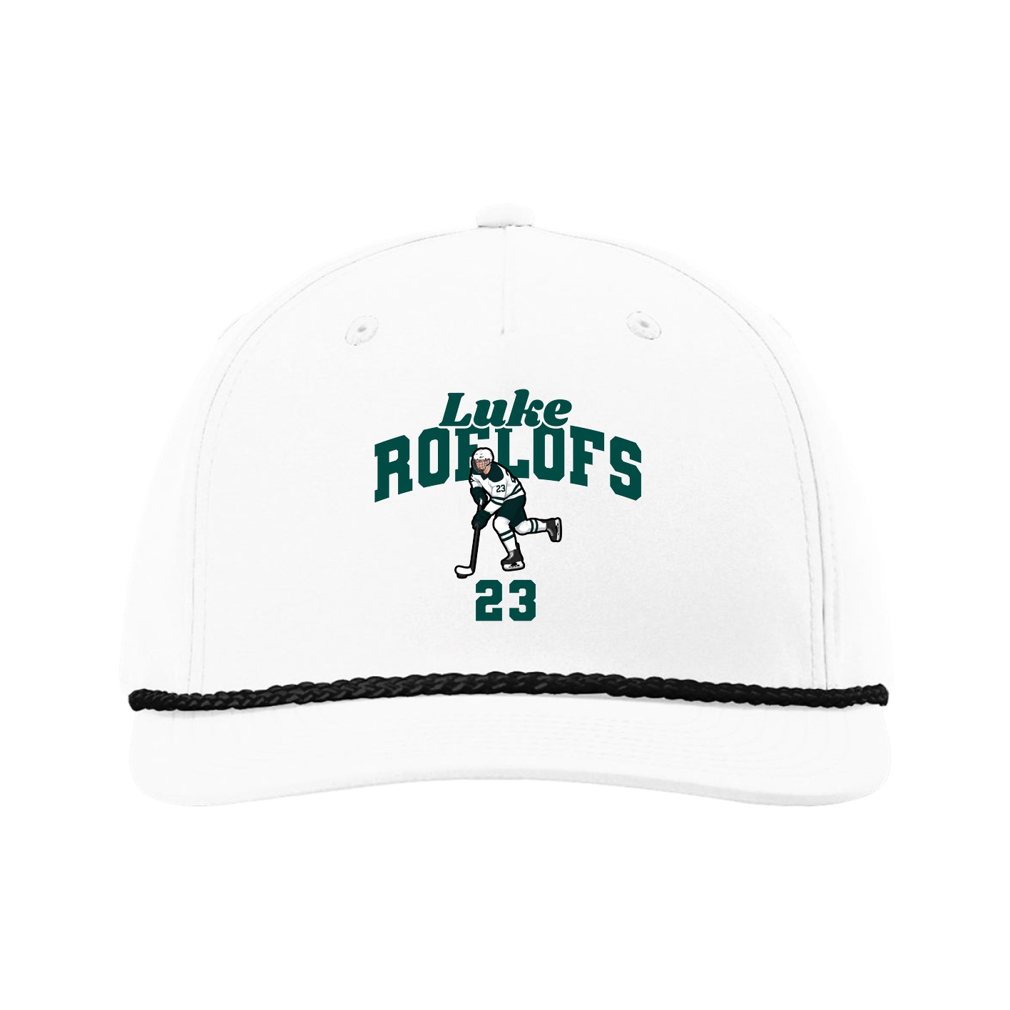 Five-Panel Classic Rope Cap — Signature Arch in White