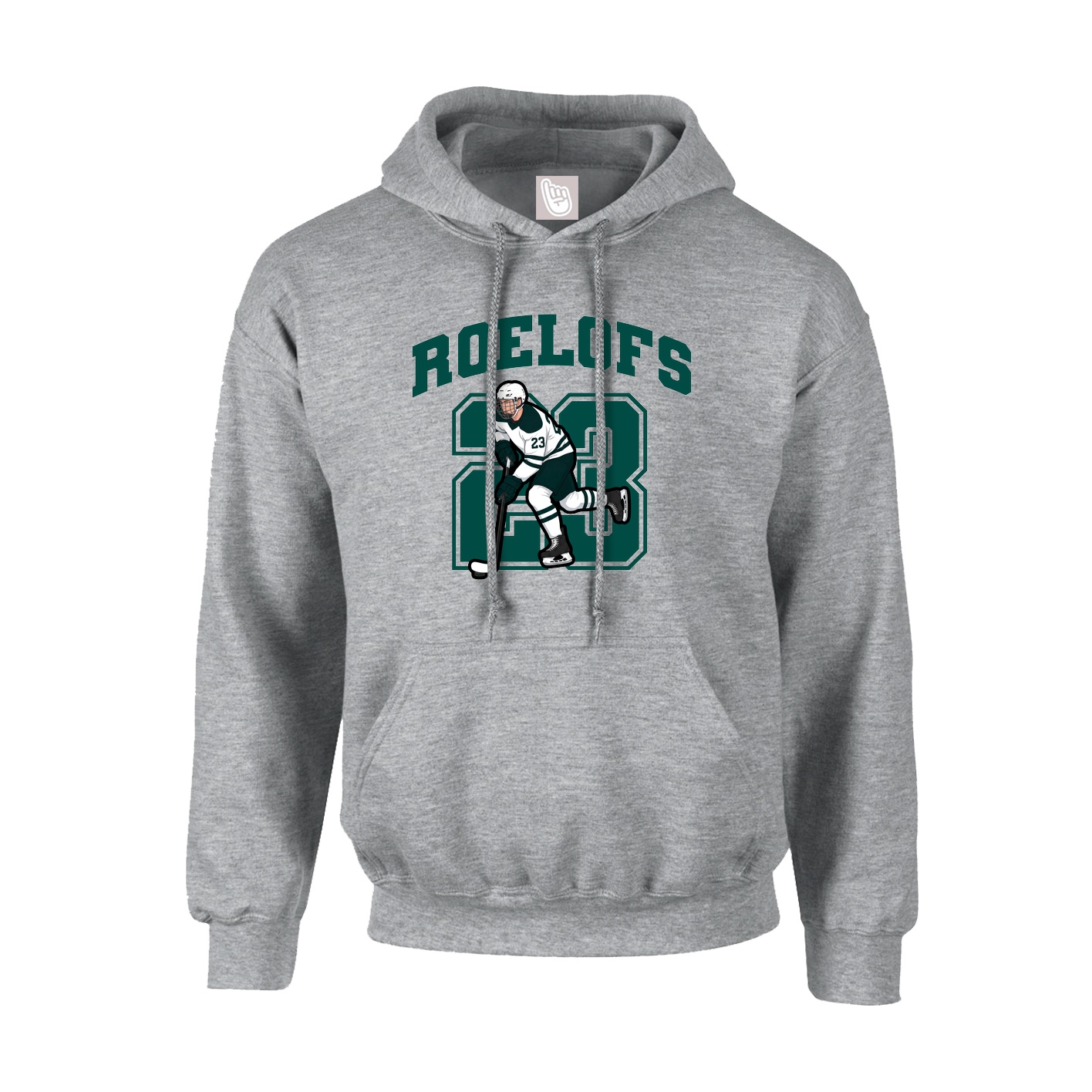 Youth Hoodie — Number in Grey