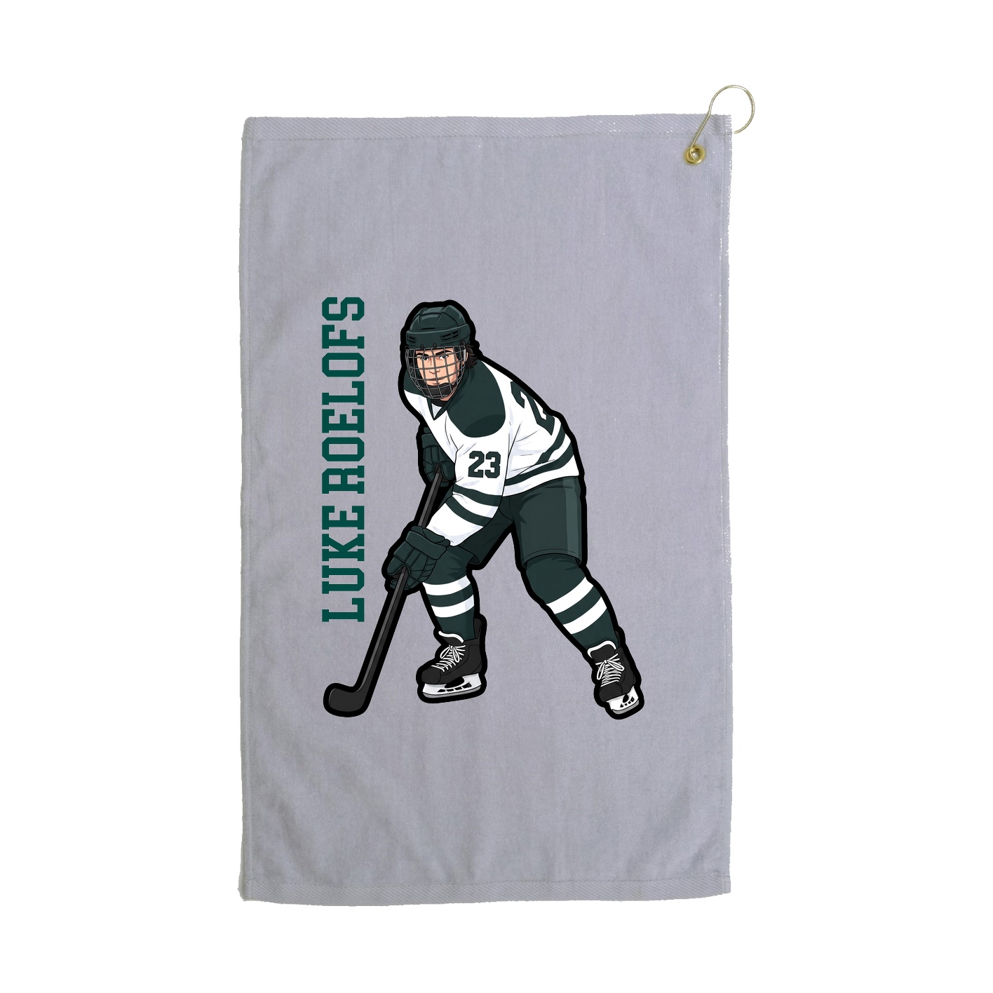 Golf Towel — Name Vertical in Grey