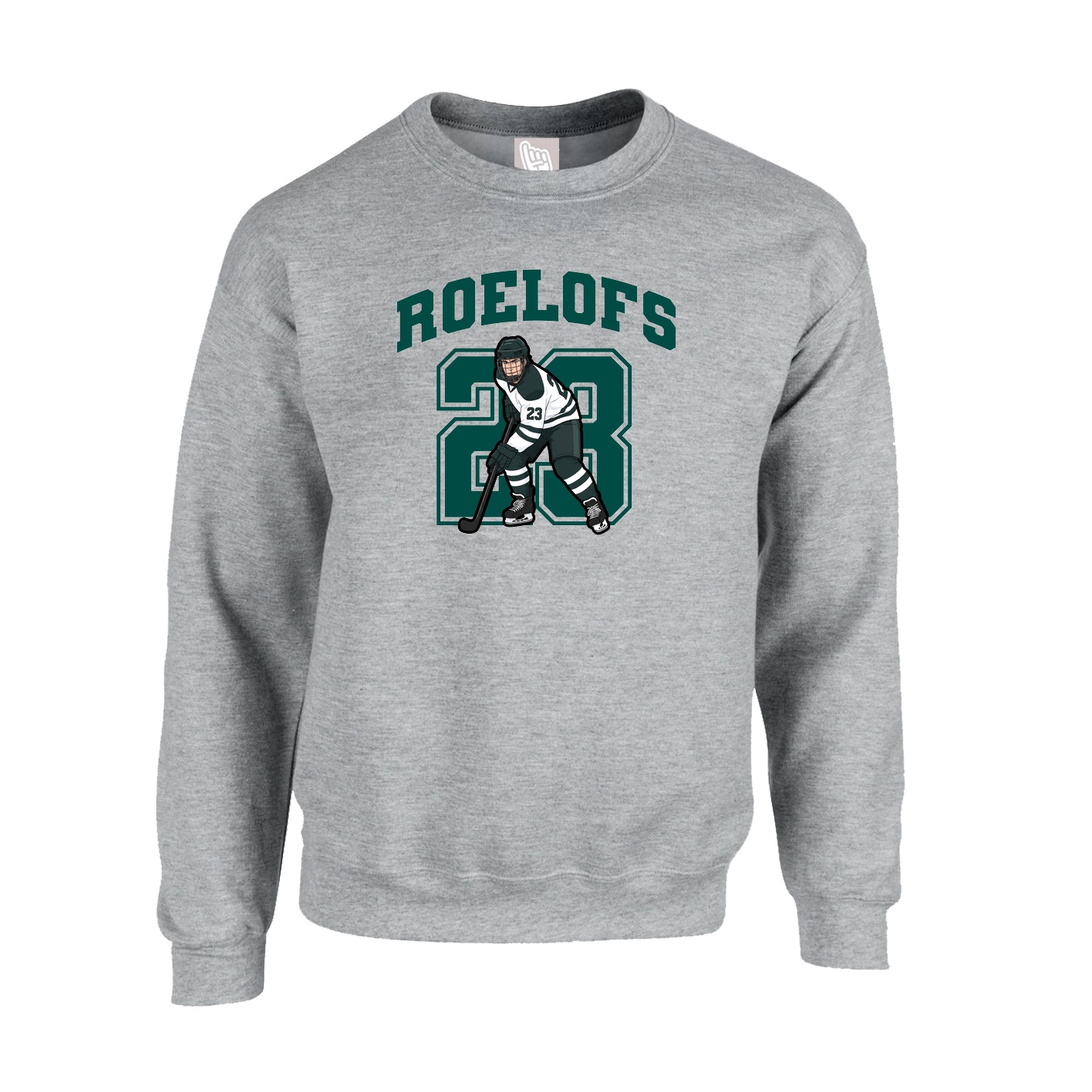 Fleece Crew — Number in Grey