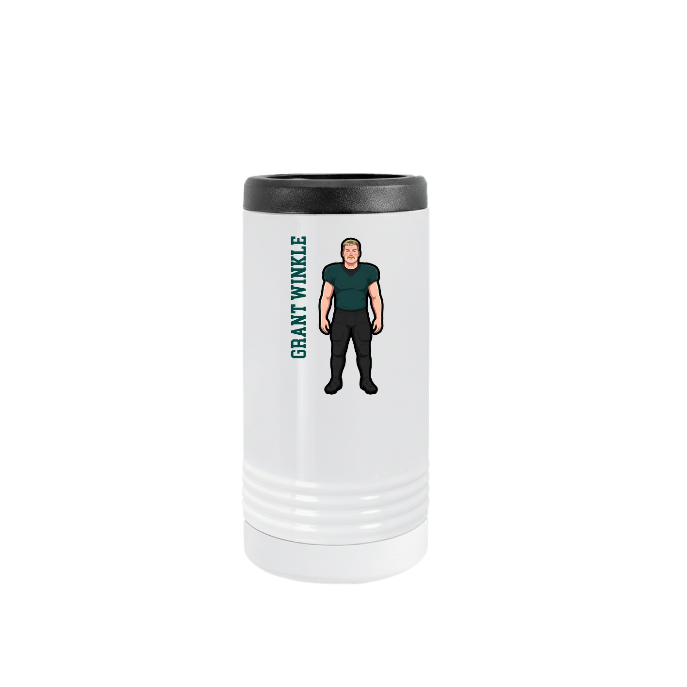 Slim Beverage Holder — Name Vertical in White