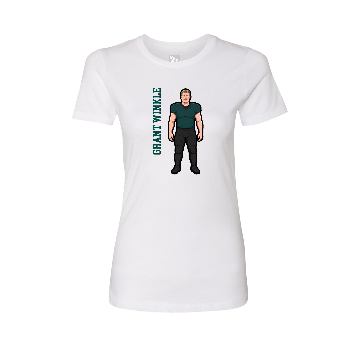 Fitted Women's Tee — Name Vertical in White