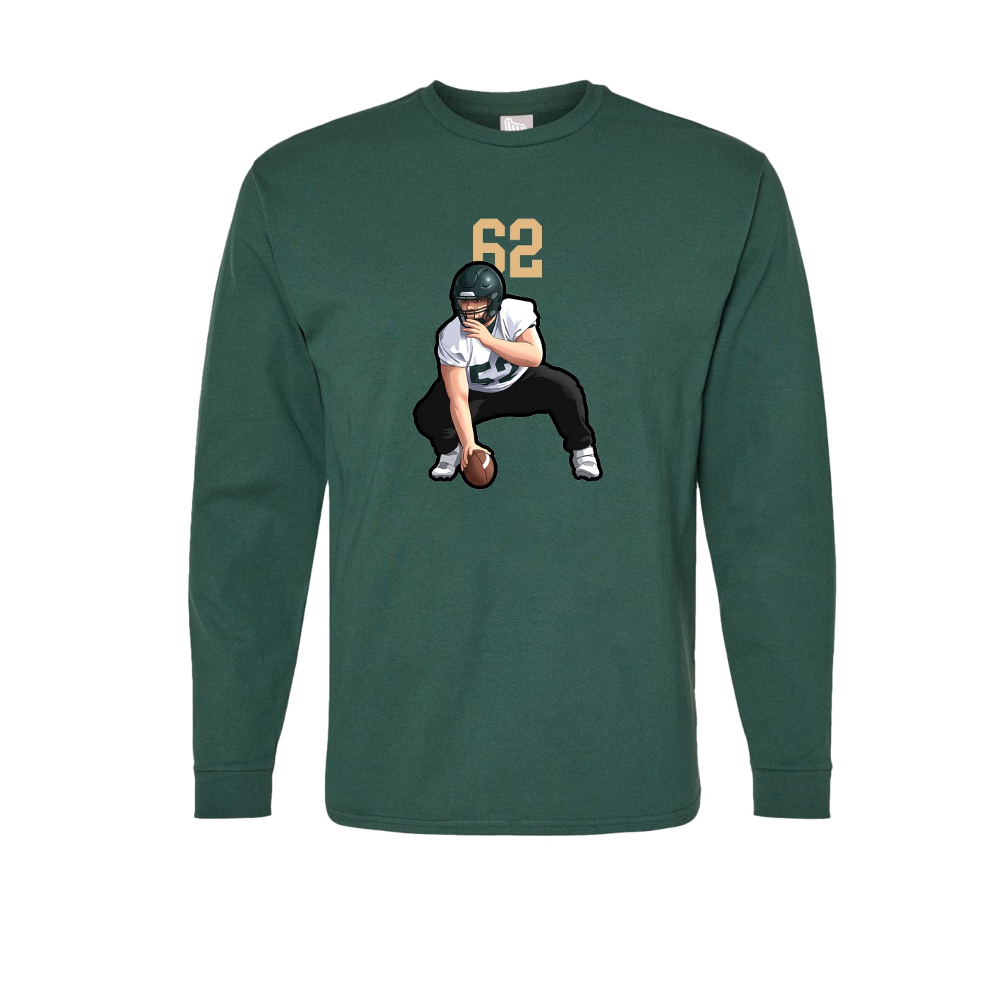 Long Sleeve Tee — Number Top in Green