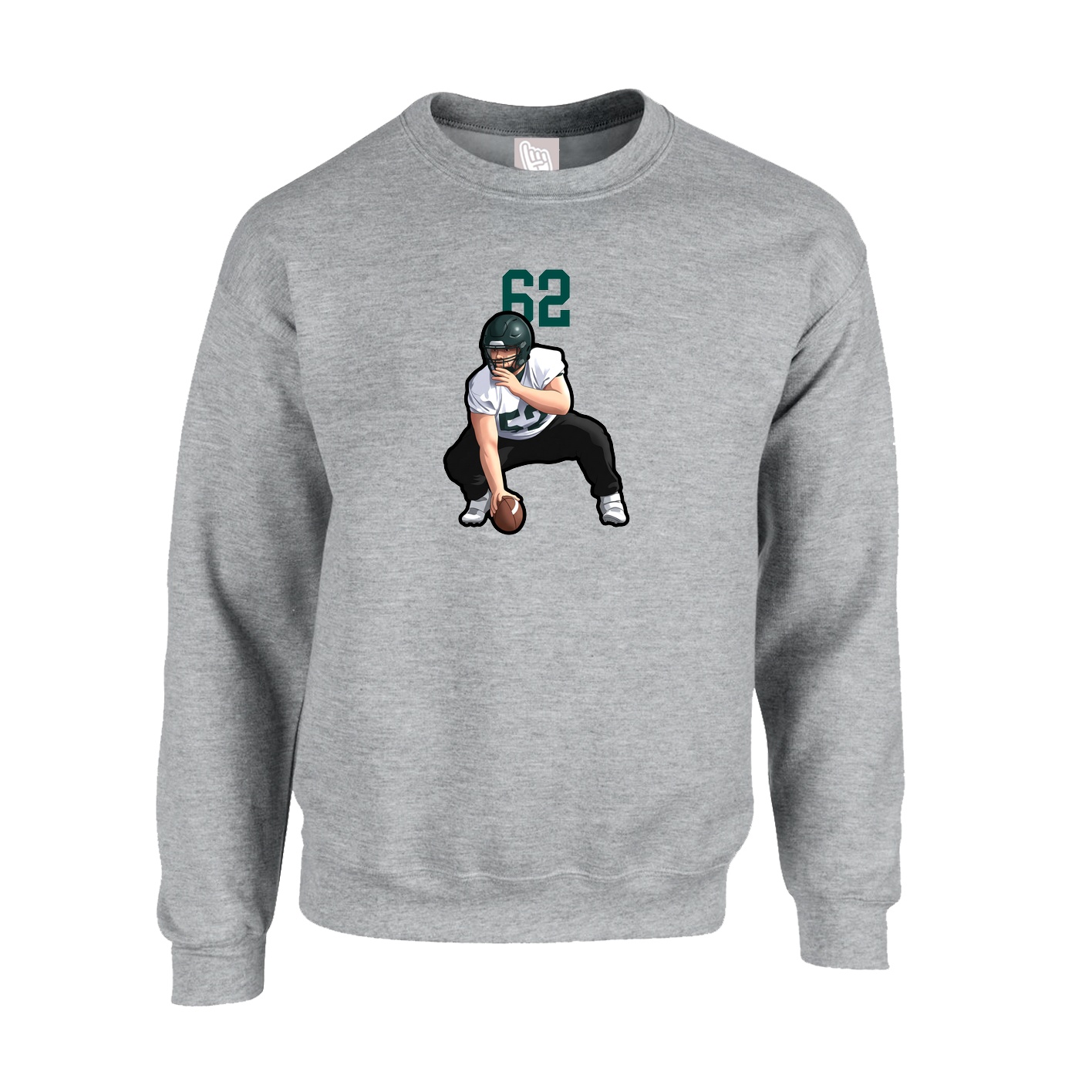 Fleece Crew — Number Top in Grey