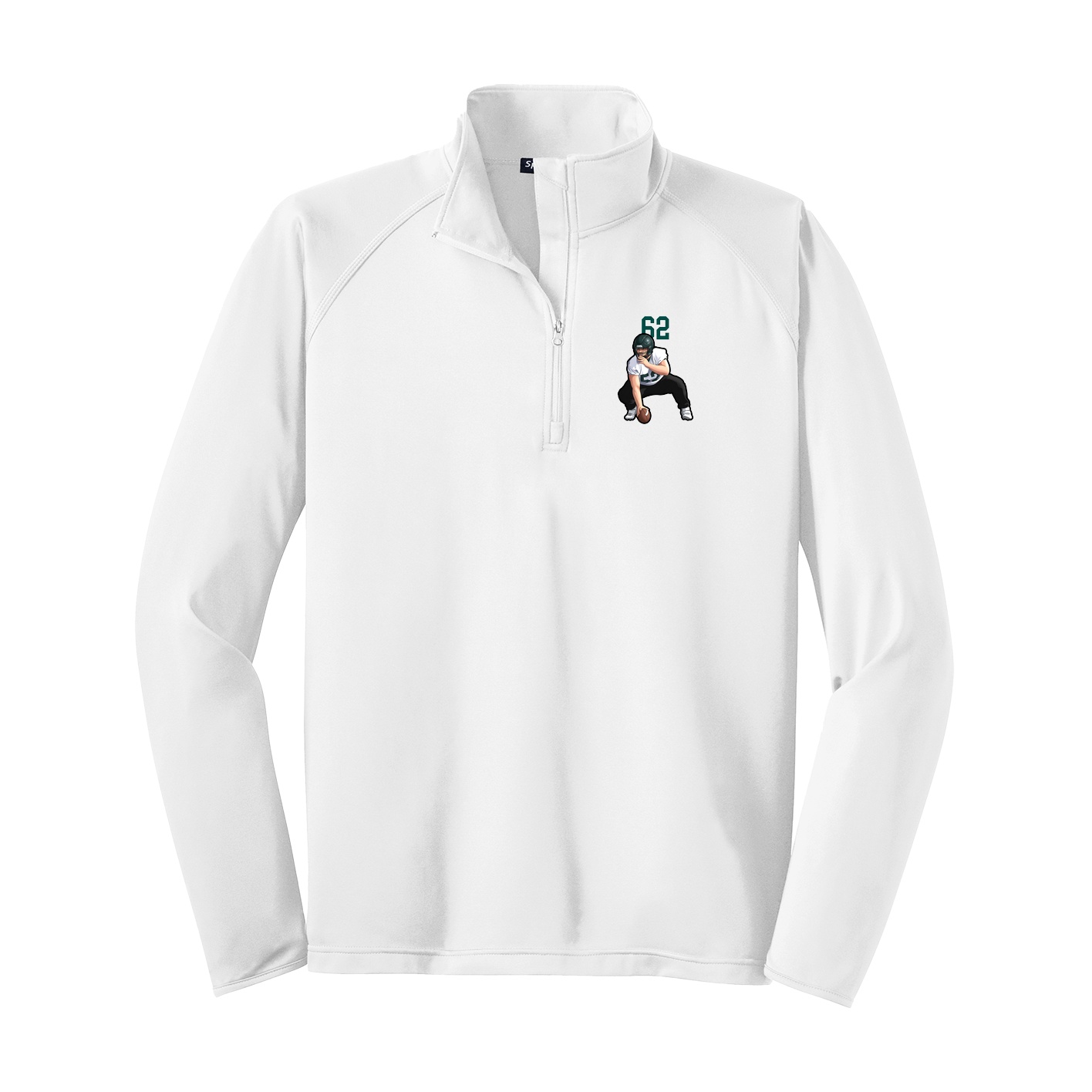 Q-Zip Pullover — Number Top in White