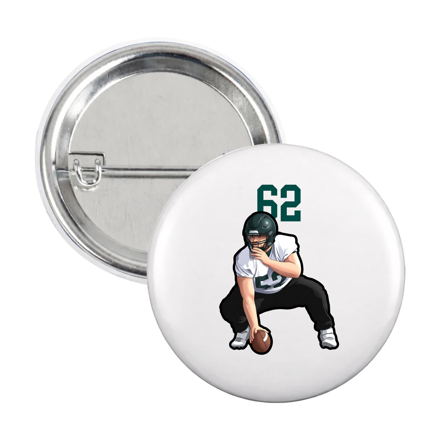 Game Day Button — Number Top in White