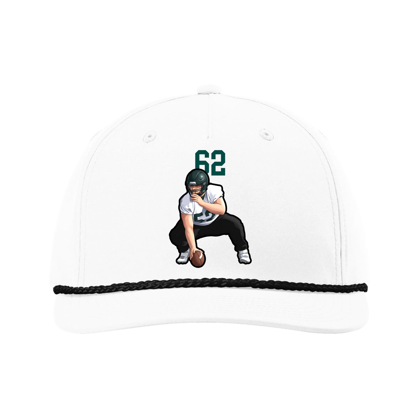 Five-Panel Classic Rope Cap — Number Top in White