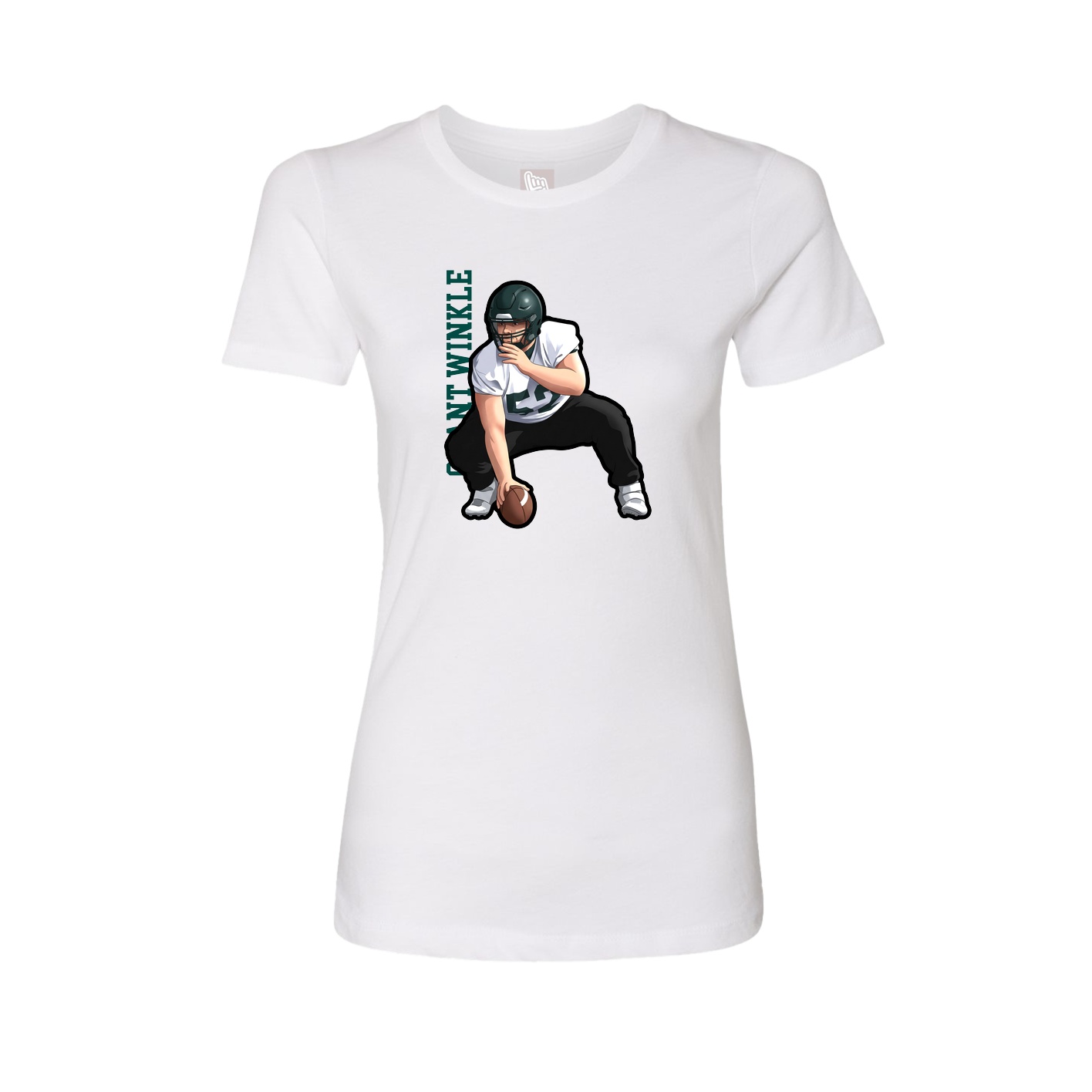 Fitted Women's Tee — Name Vertical in White