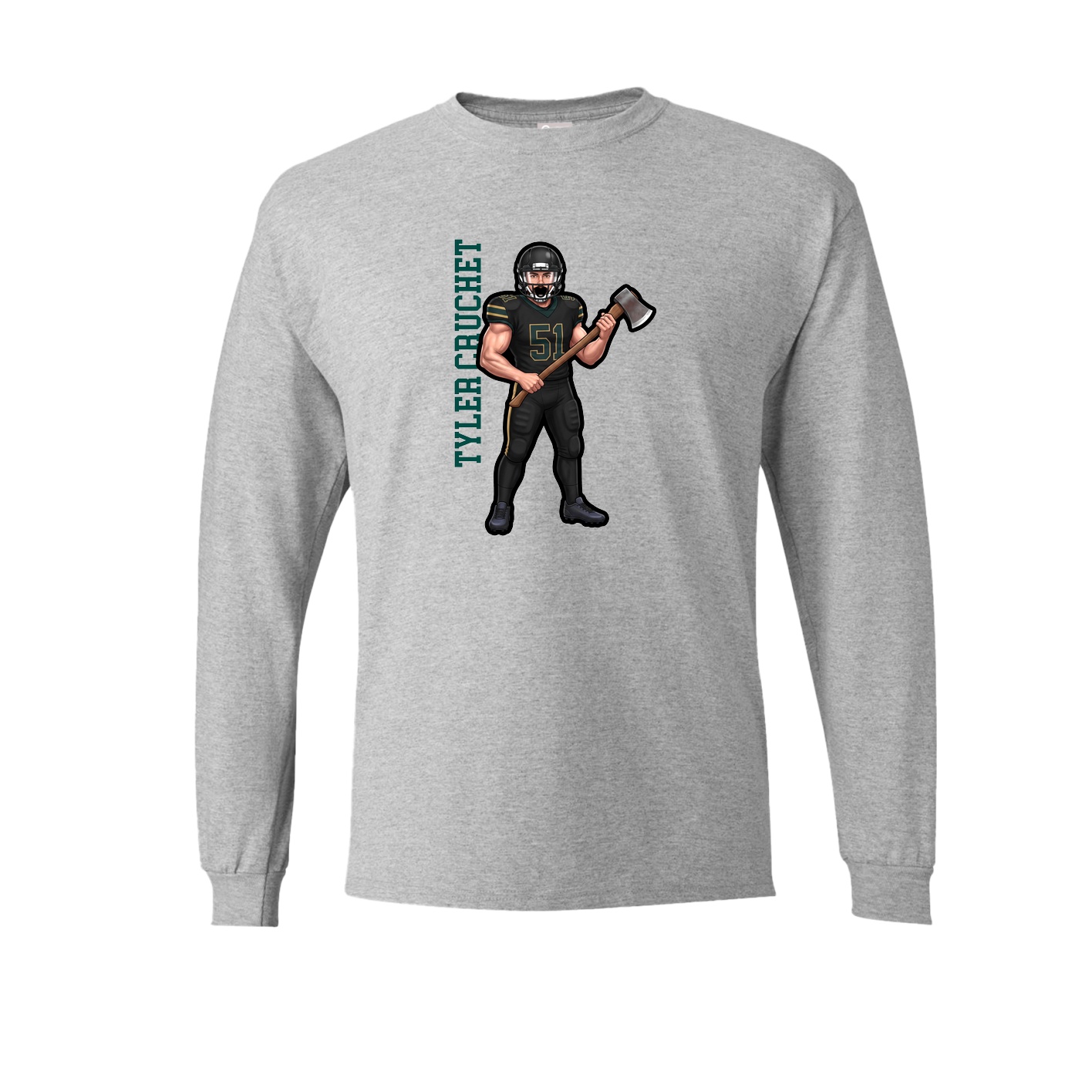 Long Sleeve Tee — Name Vertical in Grey