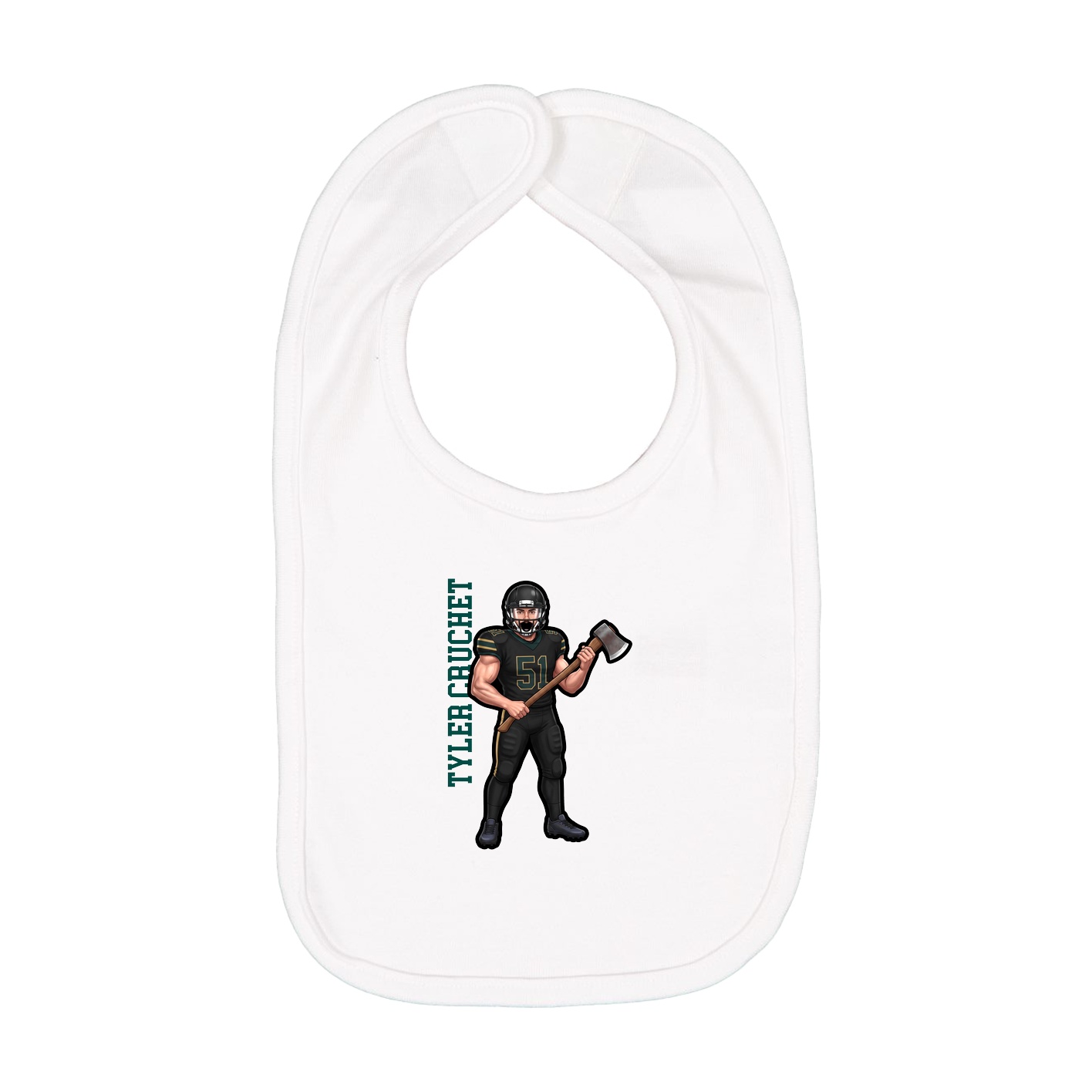Infant Bib — Name Vertical in White
