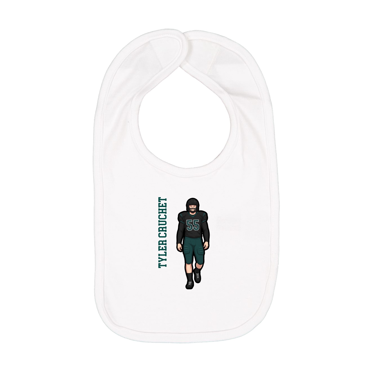 Infant Bib — Name Vertical in White