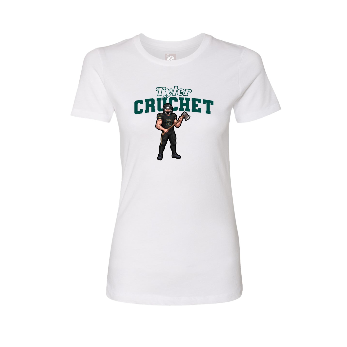 Fitted Women's Tee — Name Arch in White