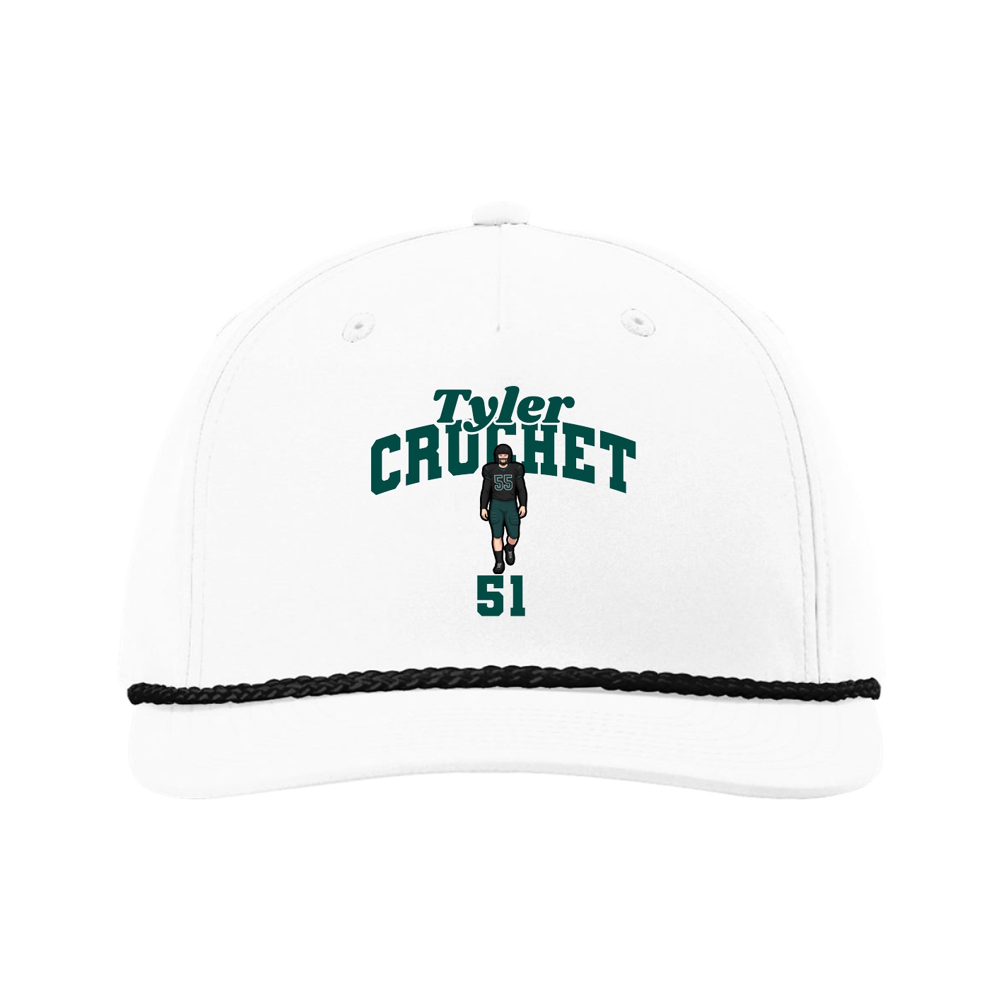 Five-Panel Classic Rope Cap — Signature Arch in White