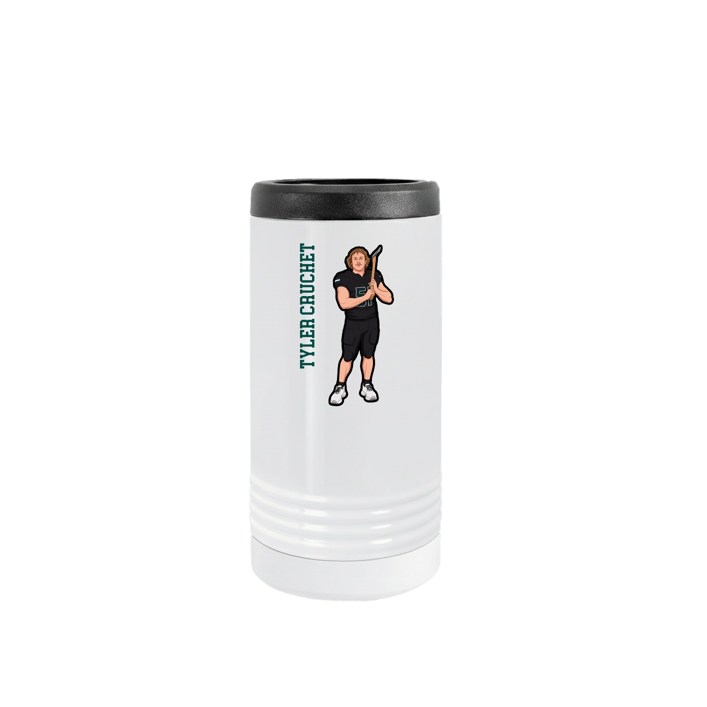 Slim Beverage Holder — Name Vertical in White