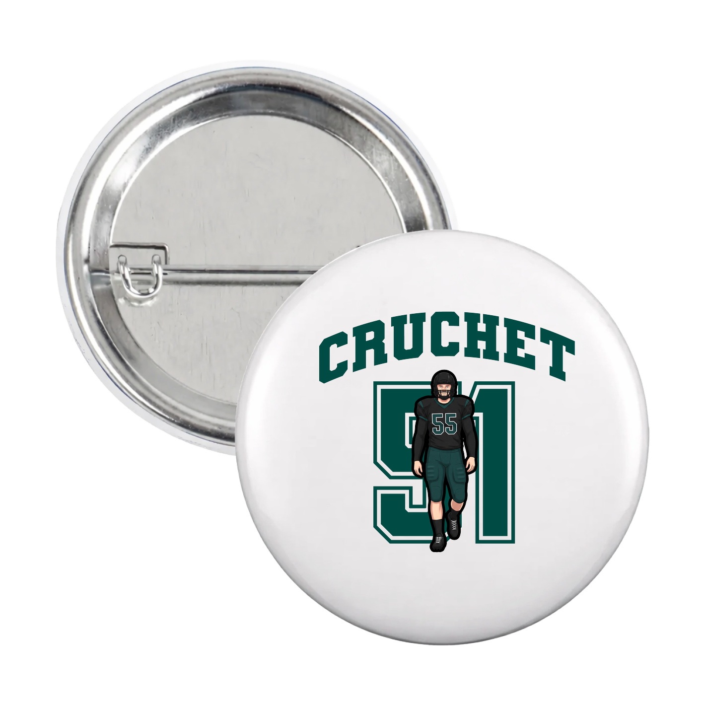 Game Day Button — Number in White