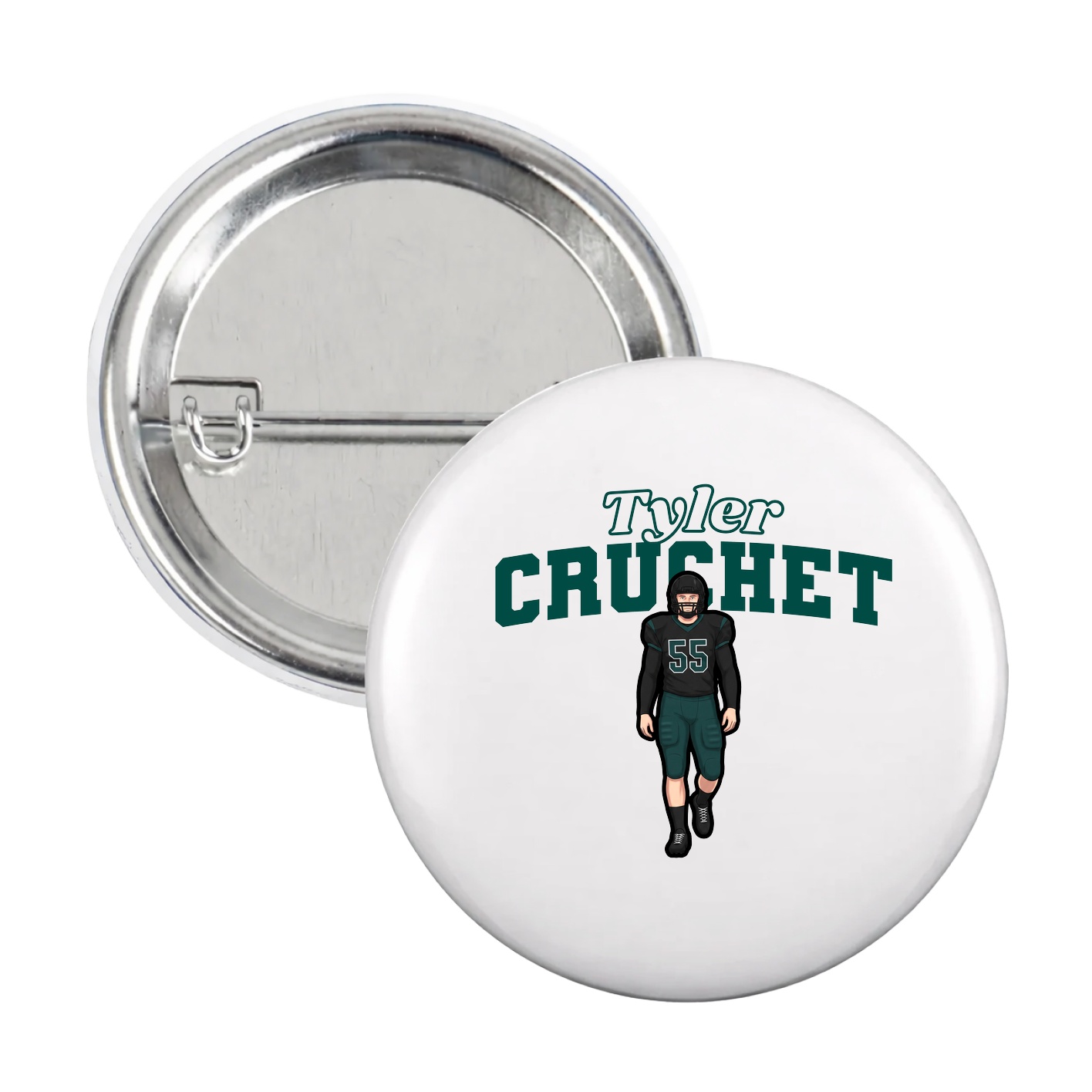 Game Day Button — Name Arch in White