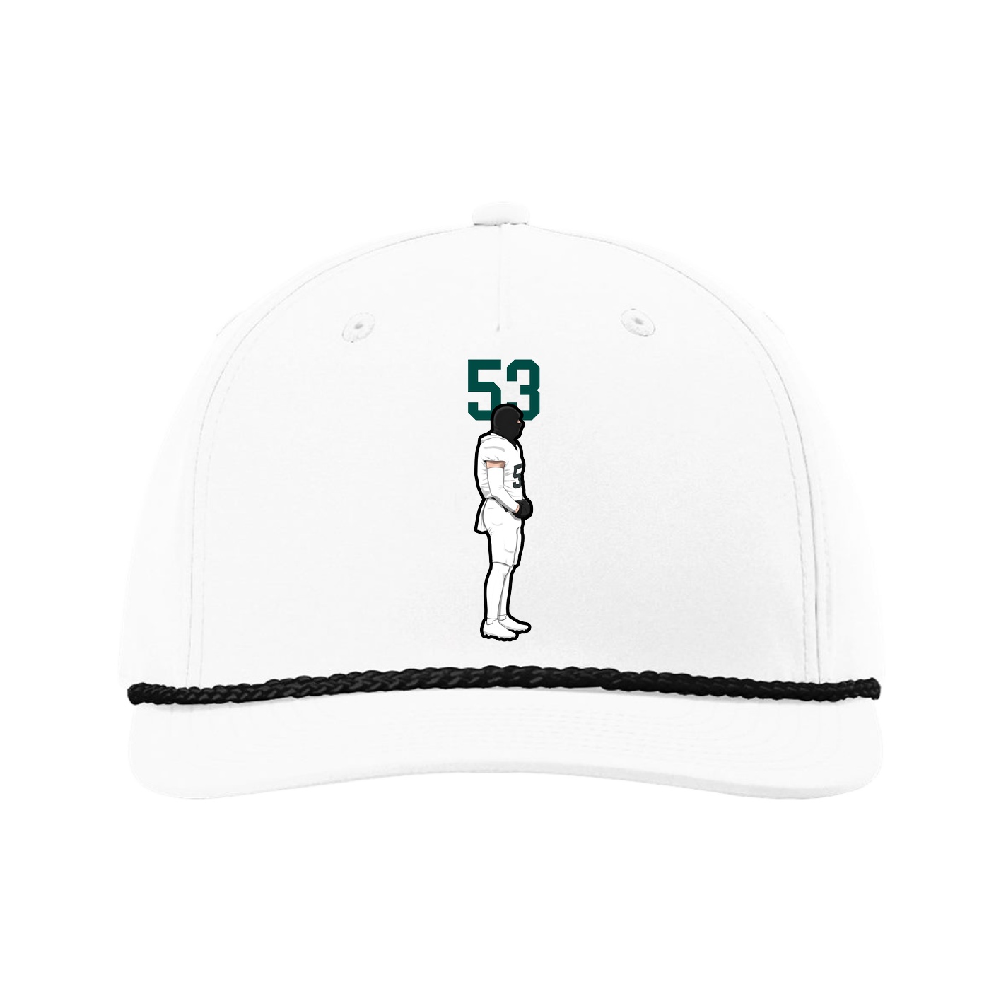 Five-Panel Classic Rope Cap — Number Top in White