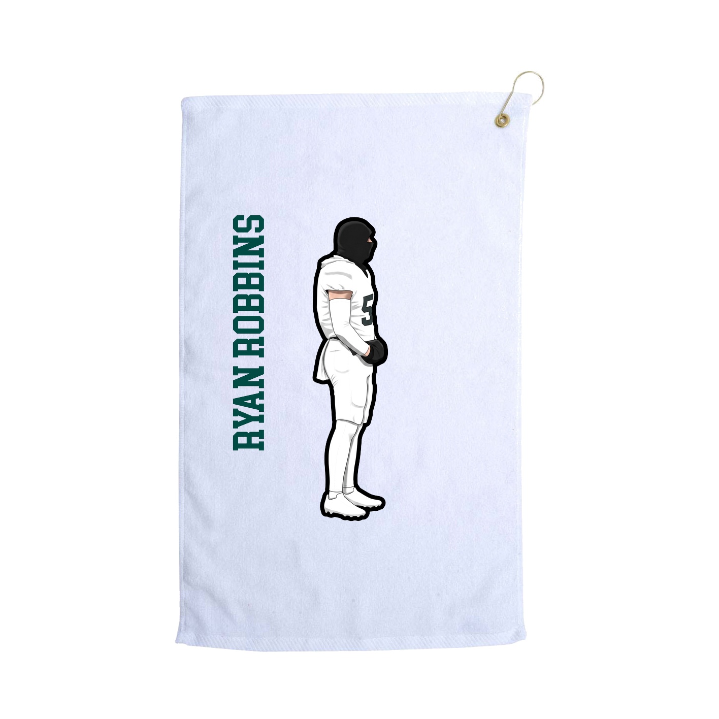 Golf Towel — Name Vertical in White