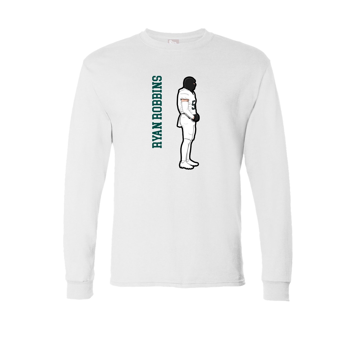 Long Sleeve Tee — Name Vertical in White