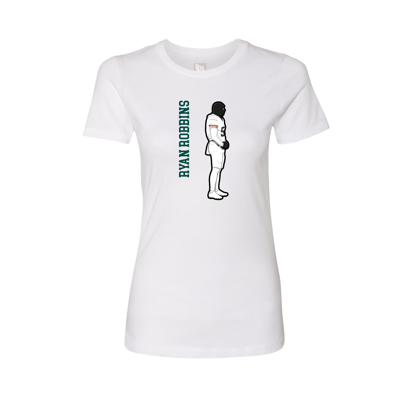 Fitted Women's Tee — Name Vertical in White