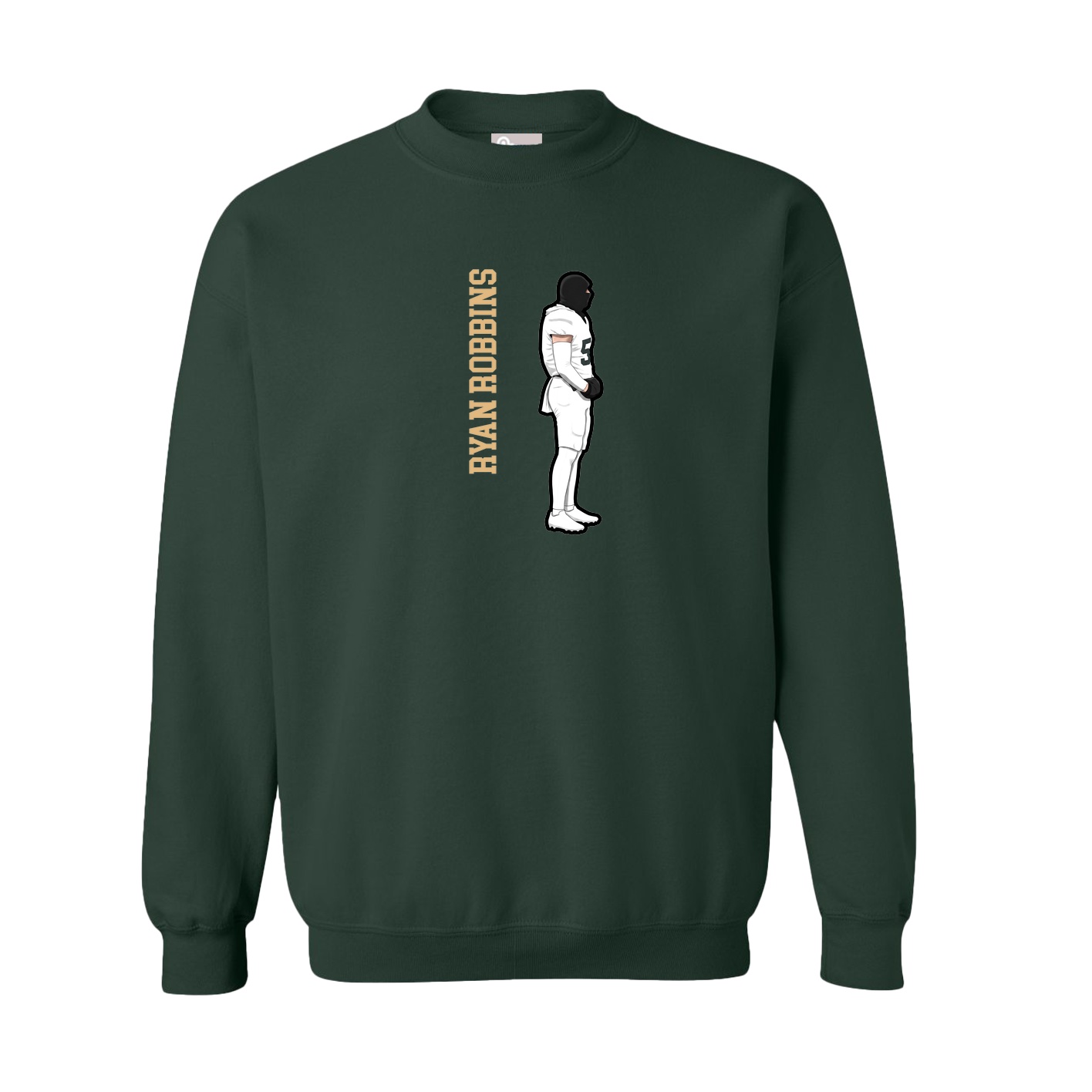 Fleece Crew — Name Vertical in Green