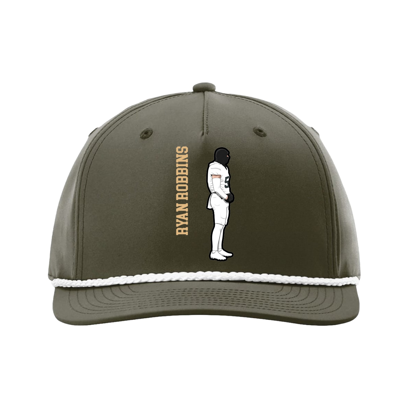 Five-Panel Classic Rope Cap — Name Vertical in Green