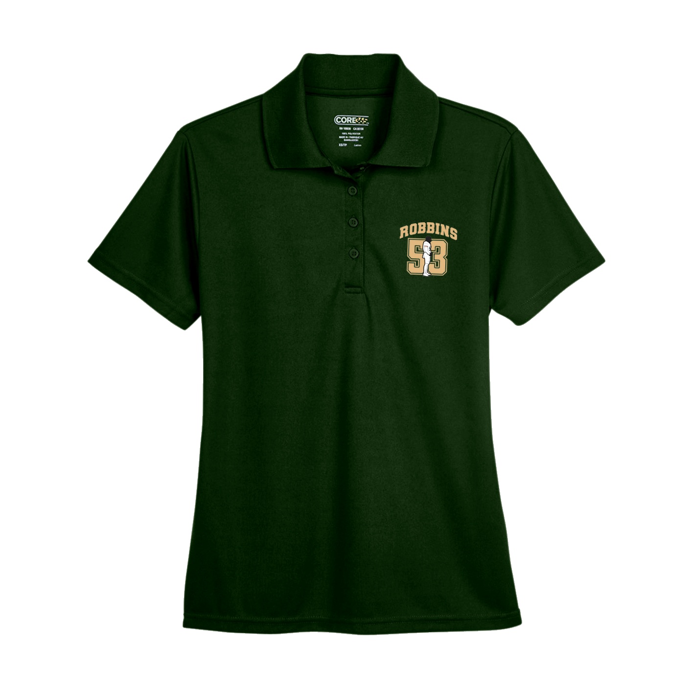 Womens Performance Polo — Number in Green
