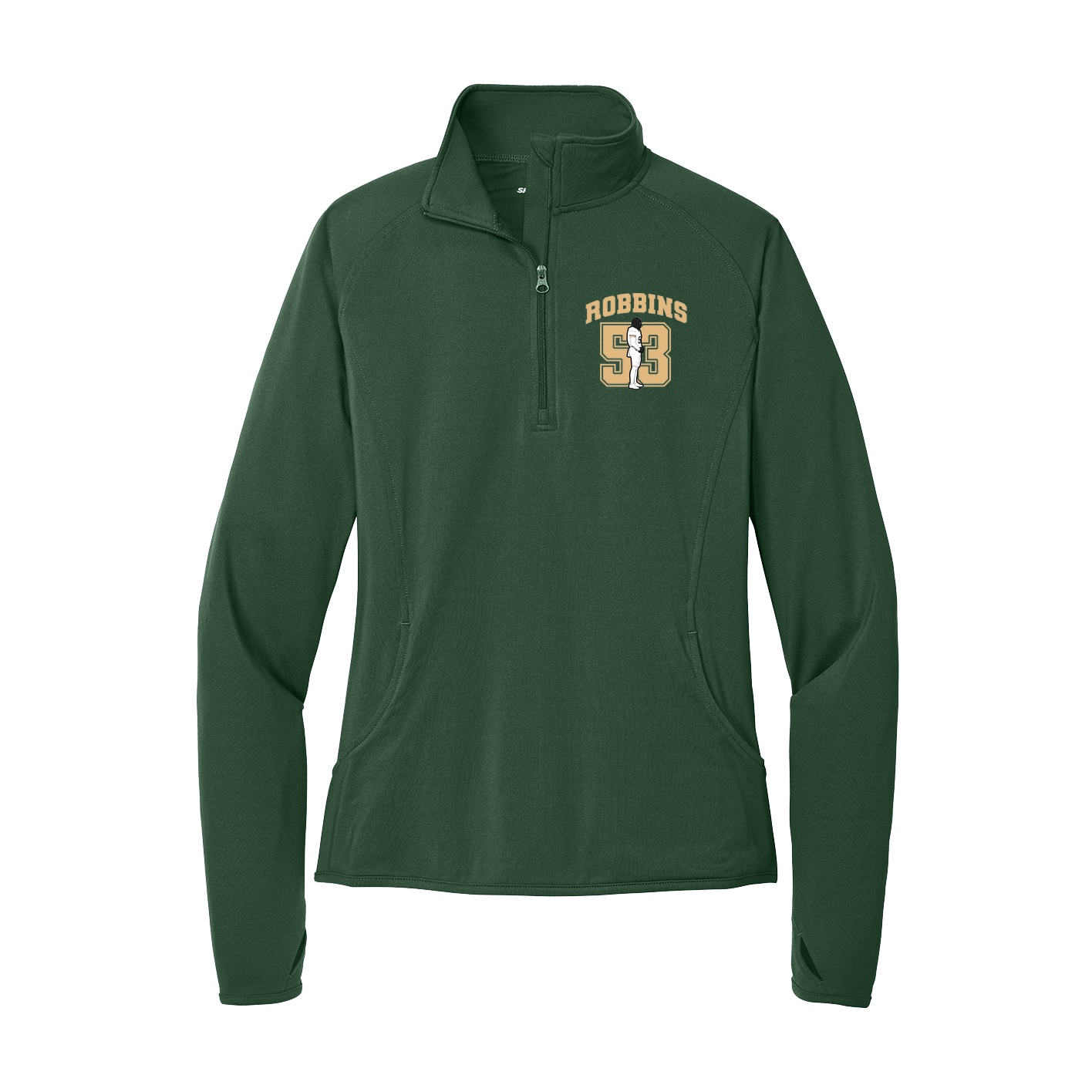 Women's Q-Zip Pullover — Number in Green