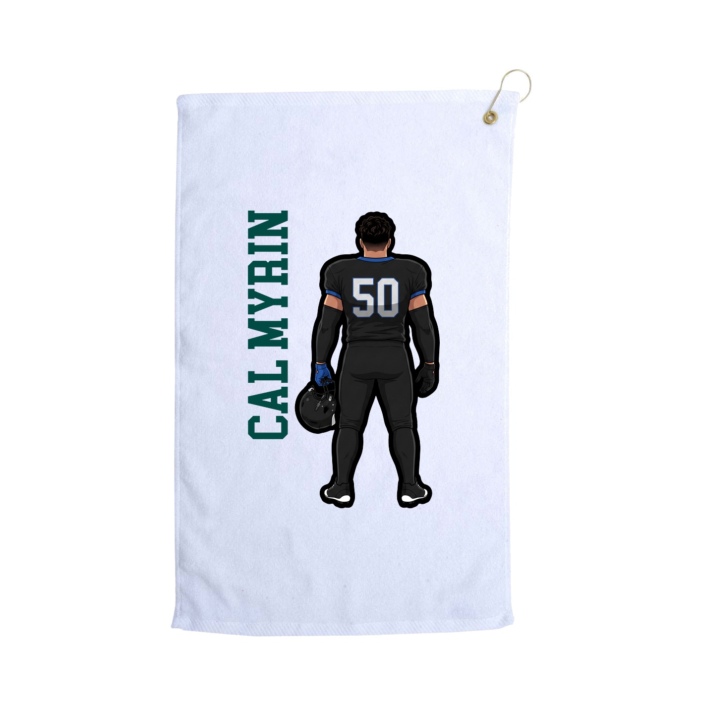 Golf Towel — Name Vertical in White