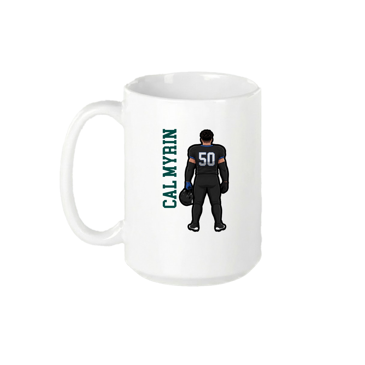 15oz Coffee Mug — Name Vertical in White