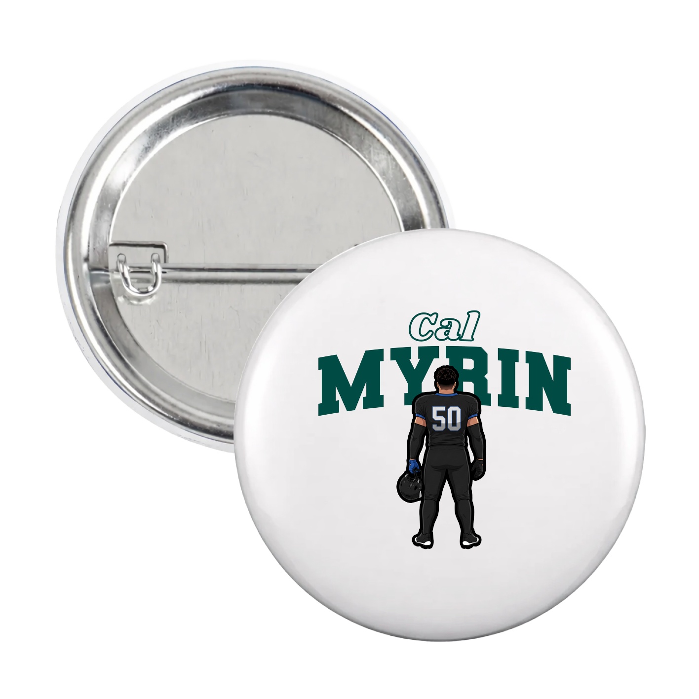 Game Day Button — Name Arch in White