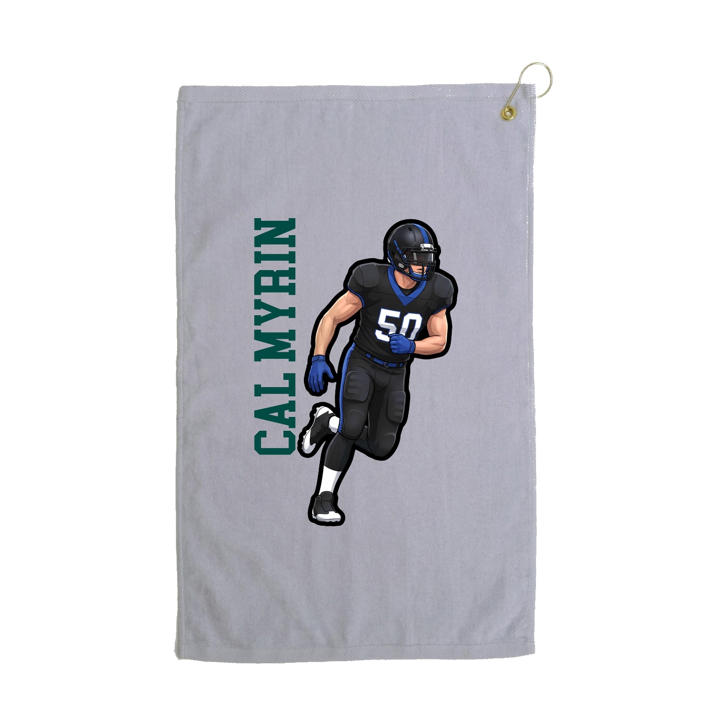 Golf Towel — Name Vertical in Grey
