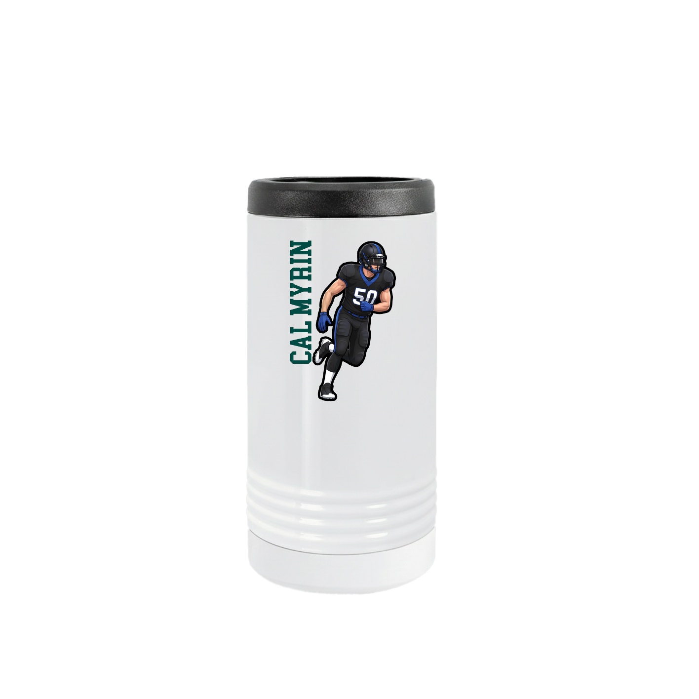 Slim Beverage Holder — Name Vertical in White
