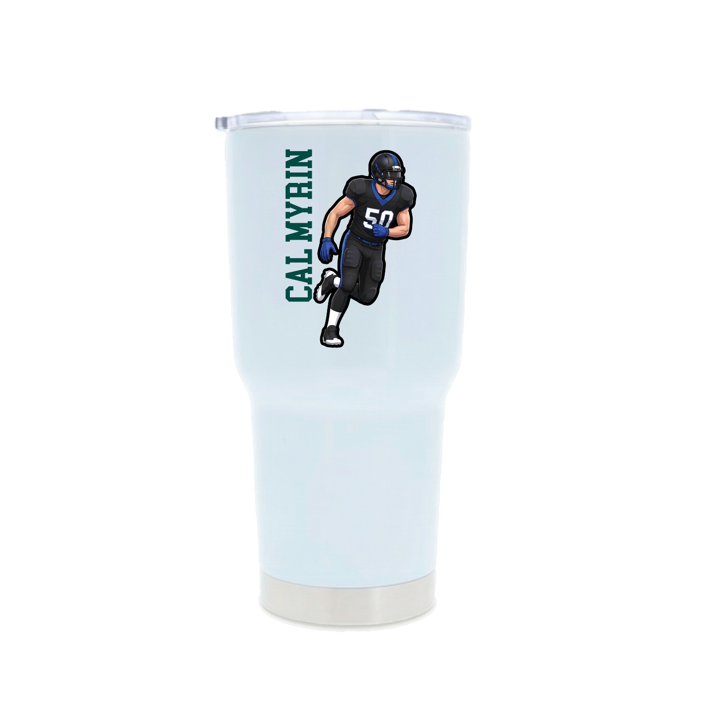 30oz Stainless Steel Tumbler — Name Vertical in White