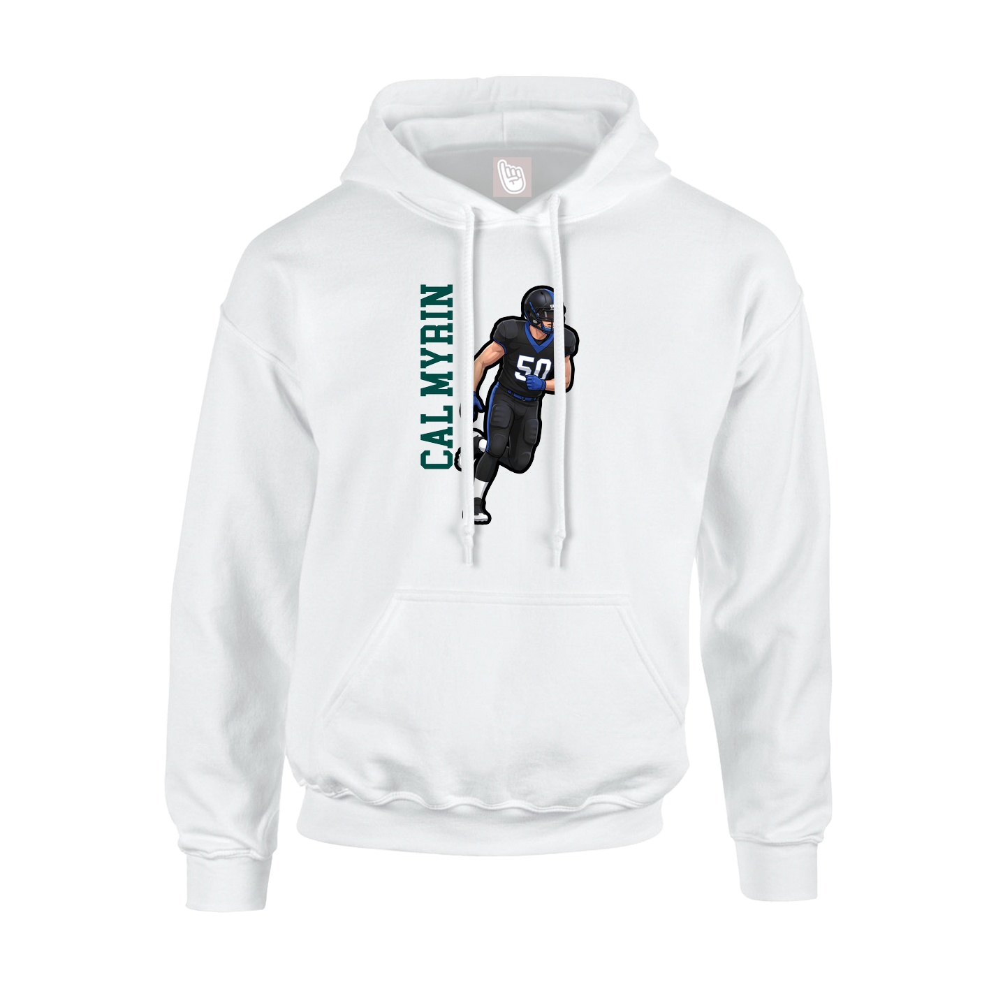 Youth Hoodie — Name Vertical in White