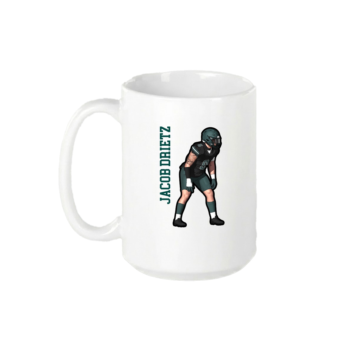 15oz Coffee Mug — Name Vertical in White