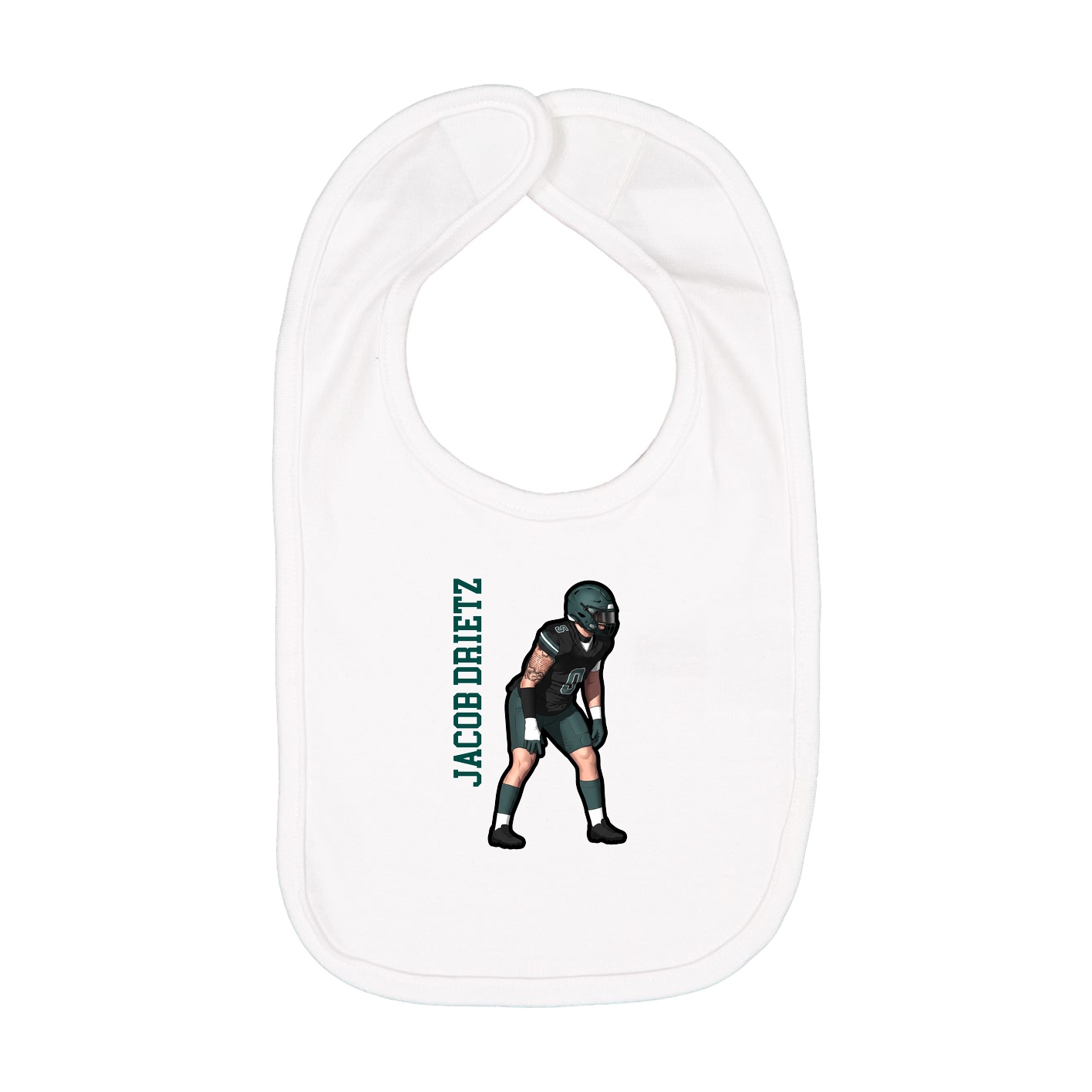 Infant Bib — Name Vertical in White