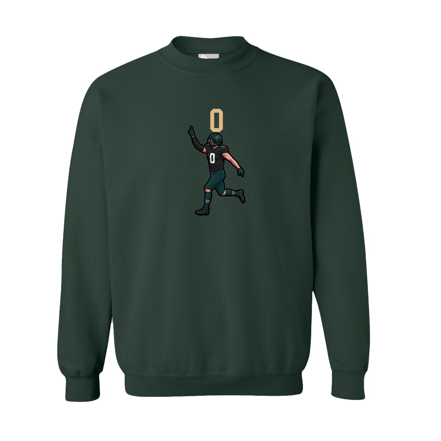 Fleece Crew — Number Top in Green