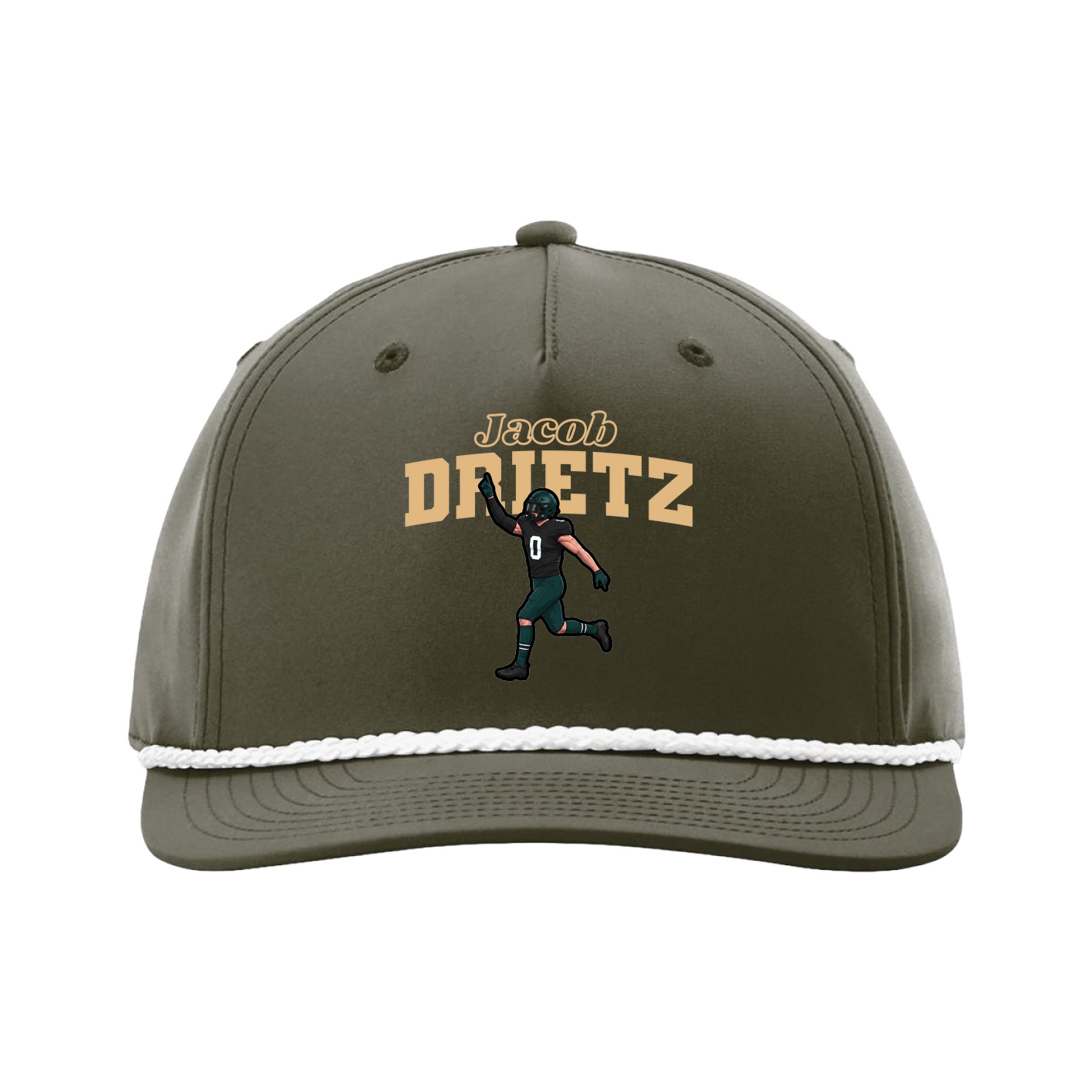 Five-Panel Classic Rope Cap — Name Arch in Green