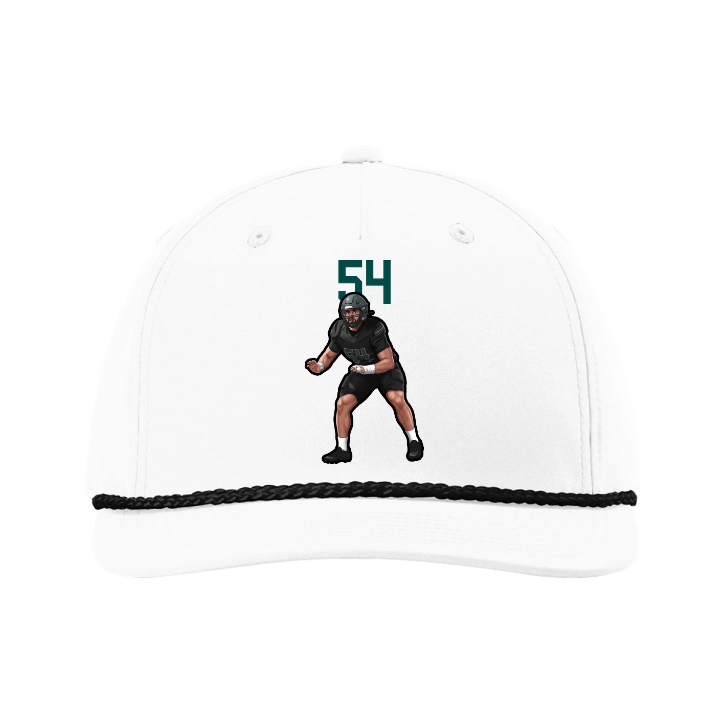 Five-Panel Classic Rope Cap — Number Top in White