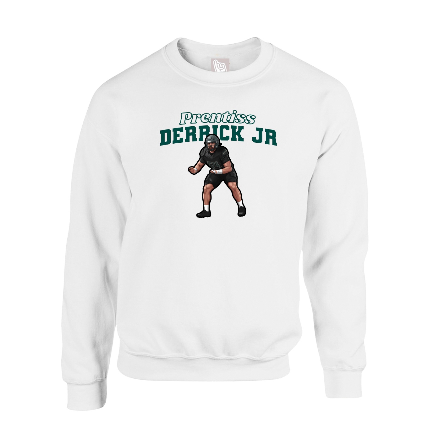 Fleece Crew — Name Arch in White