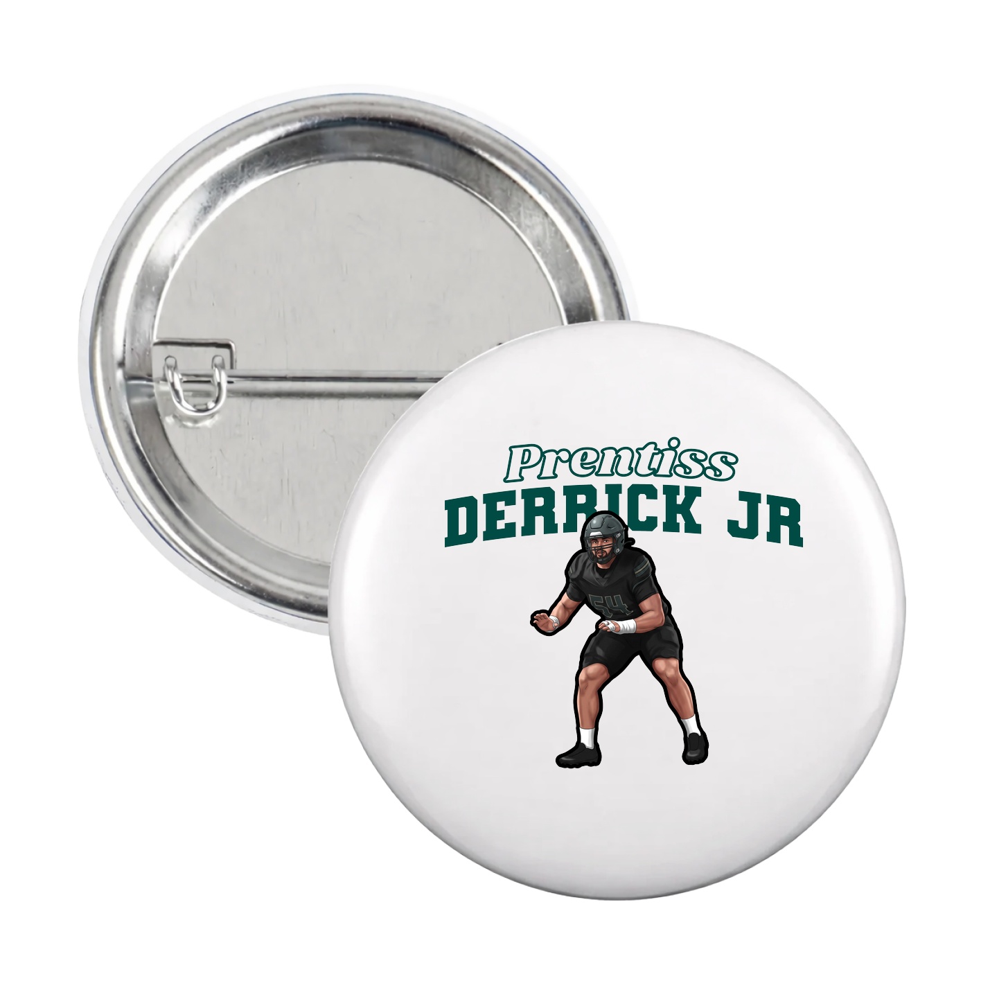 Game Day Button — Name Arch in White