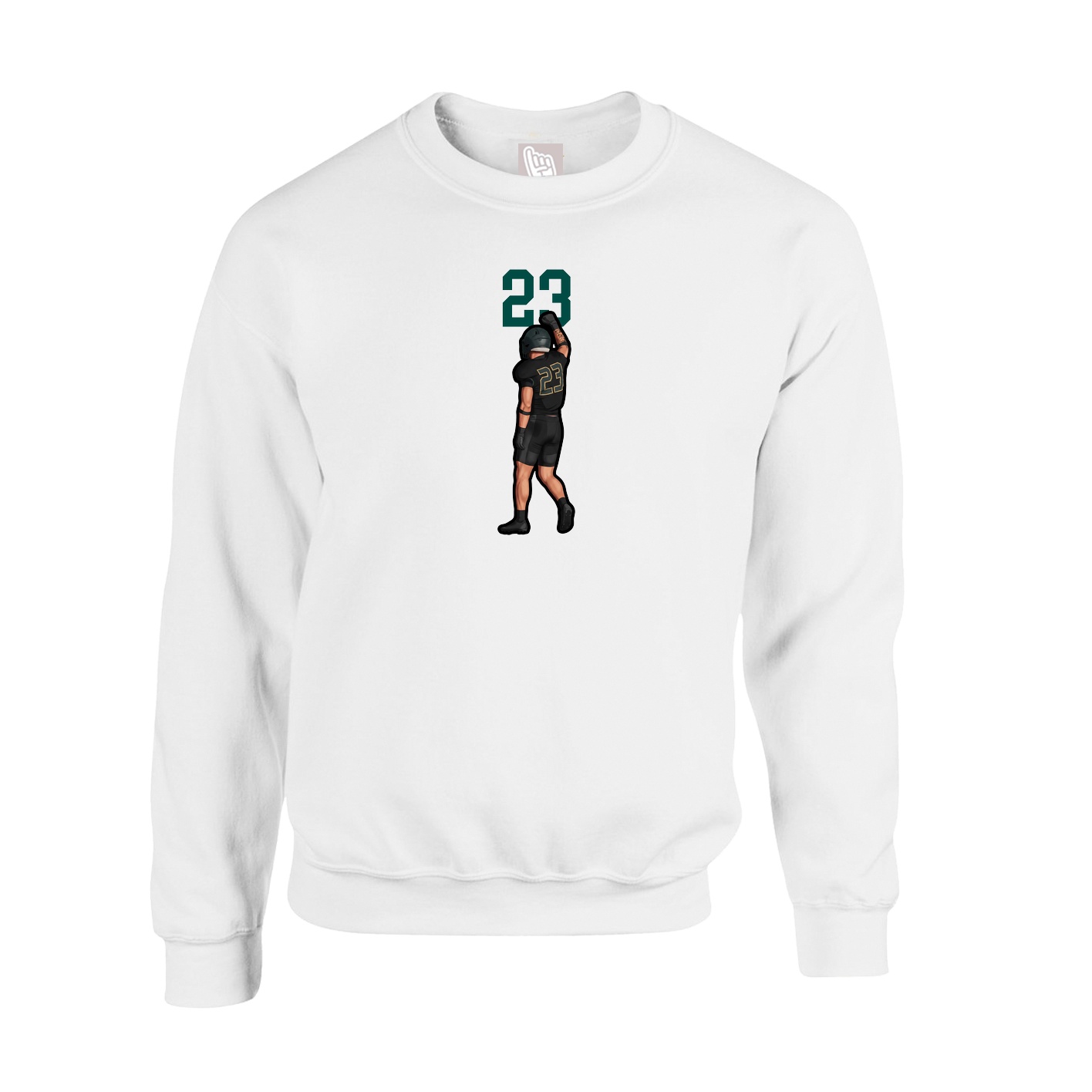 Fleece Crew — Number Top in White