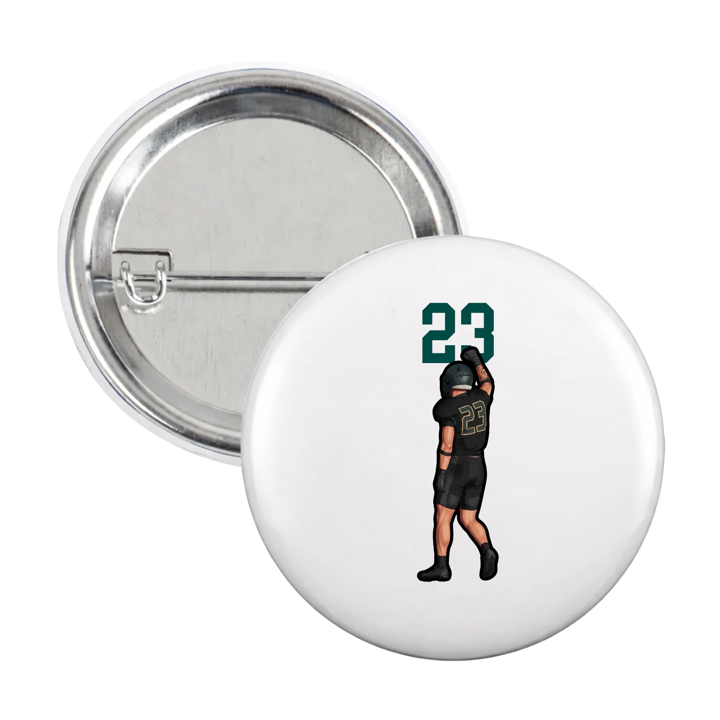 Game Day Button — Number Top in White