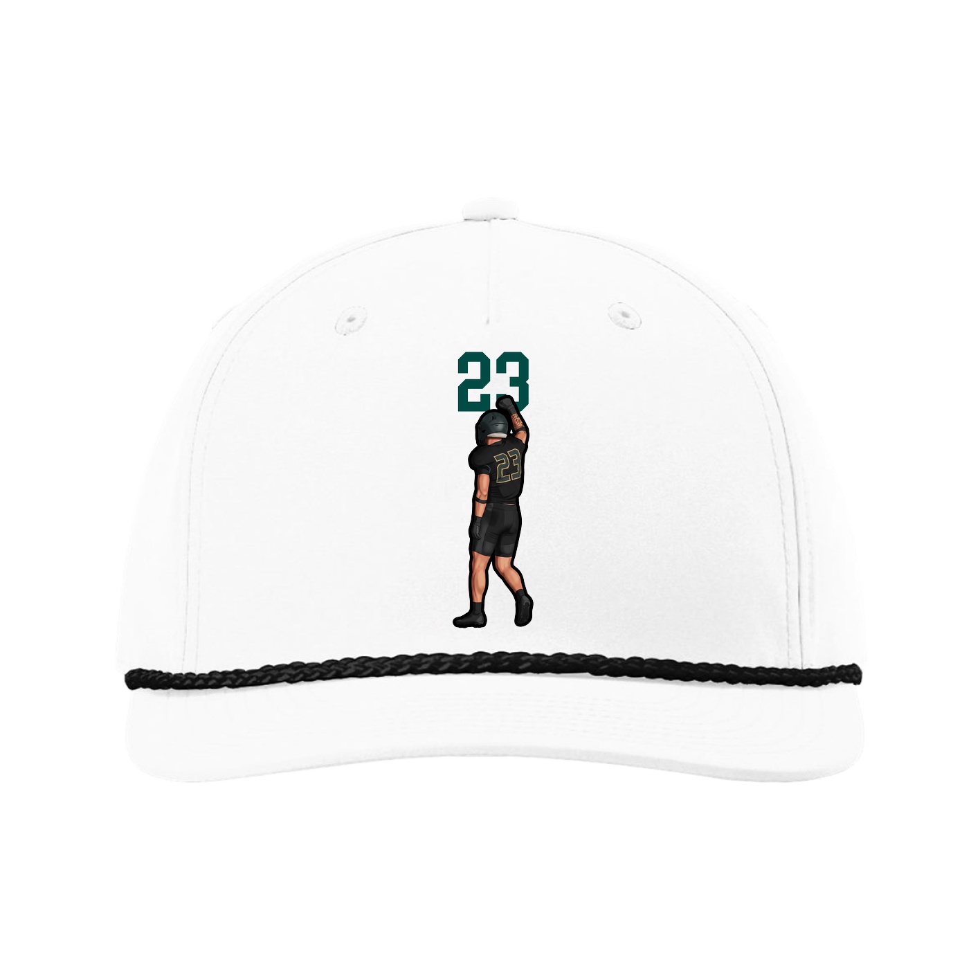 Five-Panel Classic Rope Cap — Number Top in White