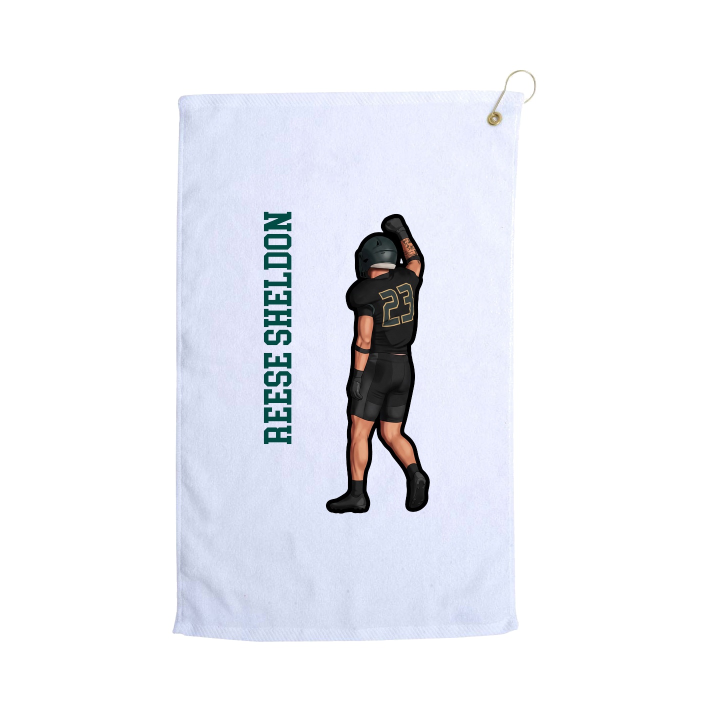 Golf Towel — Name Vertical in White