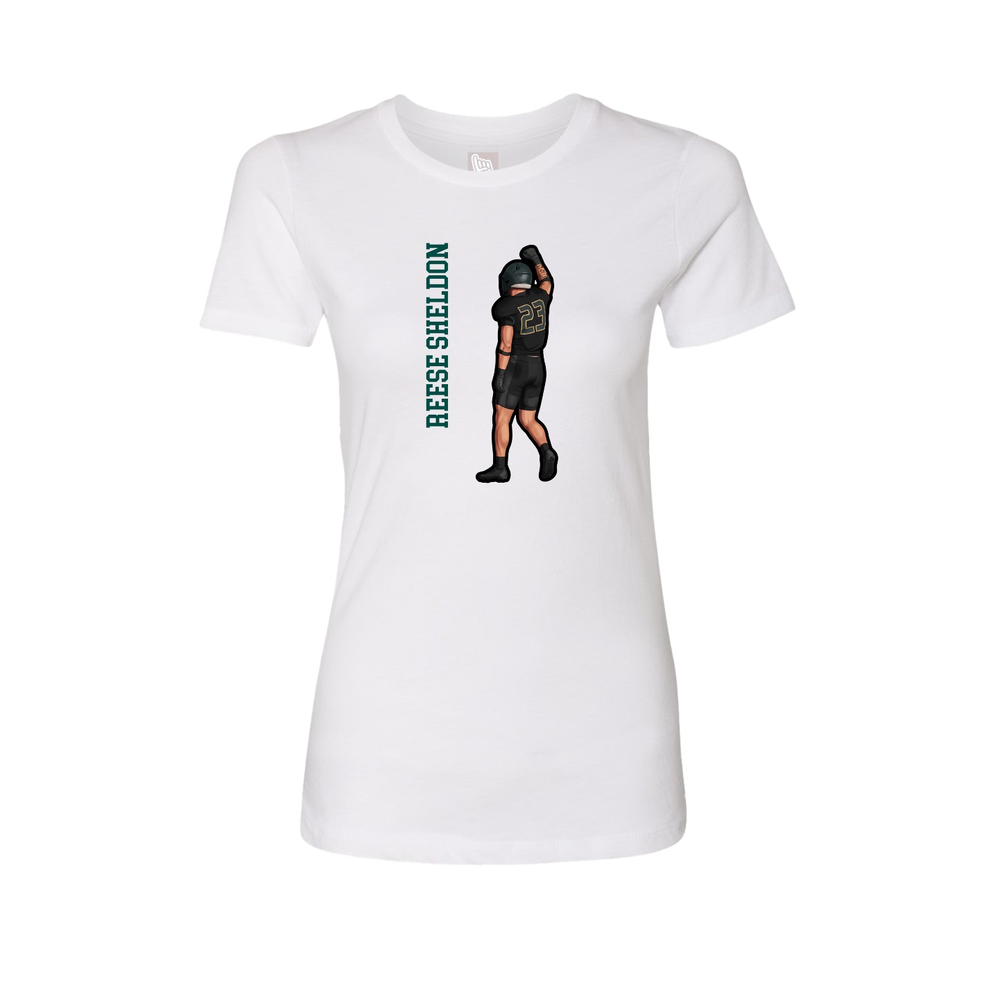Fitted Women's Tee — Name Vertical in White